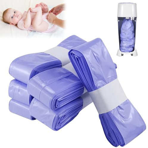 6 Pack Nappy Bin Refills, Smellproof, Each bag 4.5m long, Nappy Bags, Diaper Bin Pail Disposal Bags,Extra Thick Anti-Odor Antibacterial Multilayer Film,Diaper Pail Refill-Purple