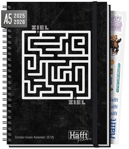 Häfft® Planer Premium A5 2025/2026 - Hardcover Schülerkalender mit Anti-Langeweile-Garantie Labyrinth - nachhaltig & klimafreundlich