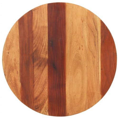 Myheimly Tischplatte Massivholzplatte Holzplatte Ersatztischplatte Holz Platte für Couchtisch Beistelltisch Rund massives Sheesham-Holz,60 cm 25-27 mm