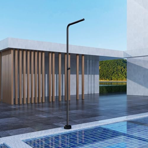 NOLUXA IMEX - Ducha Piscina Exterior Acero S.316 | Ducha Terraza Exterior con Rociador Tubular 42mm | Outdoor Shower para Jardin con Agua Fría | Serie Texas | Color Negro Mate