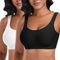 Nahtloser BH Damen Ohne Bügel Glatt Komfort Vollschalen Gepolstert Bustier Weicher BH Bequemer T-Shirt Soft BH Bra Bralette (Schwarz+Weiß, 2XL)