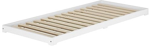 Erst-Holz® Schmales Holzbett extra niedrig Kiefer weiß 80x190 Zubehör wählbar V-60.47W-08-190, Ausstattung: Rollrost inkl.