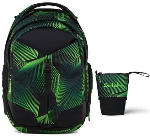 Satch Match Schulrucksack Set 2tlg. inkl. Pencil Slider (Seismic Green)