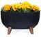 KONZEPT Blumentopf mit Füßen – großer Blumenkübel aus Kunststoff, oval Pflanzschale 40 cm – modern & wetterfest, für Innen und Außen, schwarz