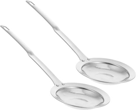 Cabilock 2pcs Stainless Steel Oil Filter Spoon Fine Mesh Skimming Tool for Soup Stew Frying Grease Removal Foam Skimmer for Kitchen Use