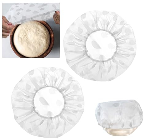 Amazleer 2 Stück Abdeckhauben für Gärkorb, Abdeckhauben für Lebensmittel, Brot Backen Zubehör Wiederverwendbar Elastische Lebensmittelaufbewahrung Abdeckungen Extra Stark und Reißfest (grau, 2 pcs)