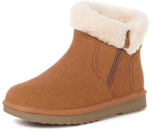 Hsyooes Stivali Donna Invernali Calde Foderata Scarpe da Invernali Pelle Scamosciata Vera Stivaletti da Neve Impermeabile Stivali da Neve Comode Moda