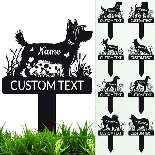 Aolun Custom Metal Dog Memorial Stake, Personalised Pet Name Grave Cemetery Markers Sign for Outdoor Garden Graveside, Dog Remembrance Plaque Pet Loss Gifts for Pet Owner Dog Lovers