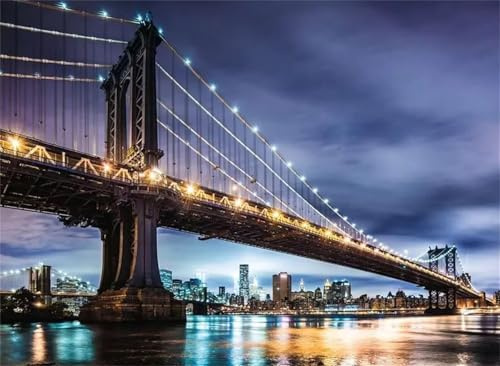 Puzzle 1500 Teile Erwachsene New York City-Brücke,Klassische Jigsaw Puzzles 87x57 cm,Geschicklichkeitsspiel für die Ganze Familie, Puzzle Farbenfrohes Legespiel Home Dekoration