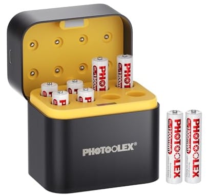 PHOTOOLEX batterie ricaricabili al litio AAA Confezione da 8 con caricabatterie, 1,5 V 1300 mWh ad alta capacità batterie aaa, batterie ricaricabili ioni di litio Triple A con caricatore veloce | Batterie AAA ad alta capacità da 1,5 V, batteria agli ioni di litio ricaricabile a lunga durata con caricabatterie rapido