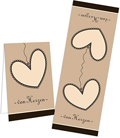 Logbuch-Verlag 10 Aufkleber Sticker VON HERZEN braun creme schwarz - Geschenkaufkleber Mitgebsel Gastgeschenk Verzierung Verpackung