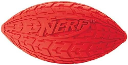 Nerf Dog Hundespielzeug Gummifoorball mit Reifenprofil und Quietschgeräusch, farblich sortierte Lieferung rot oder blau, 15,2cm