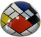 Mondrian Briefbeschwerer aus gewölbtem Glas mit großem roten Flugzeug