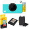 KODAK Printomatic Sofortbildkamera (Blau) Paket + Zinkpapier (20 Blätter) Etui + Fotoalbum + Hängerahmen + Bequemer Halsriemen
