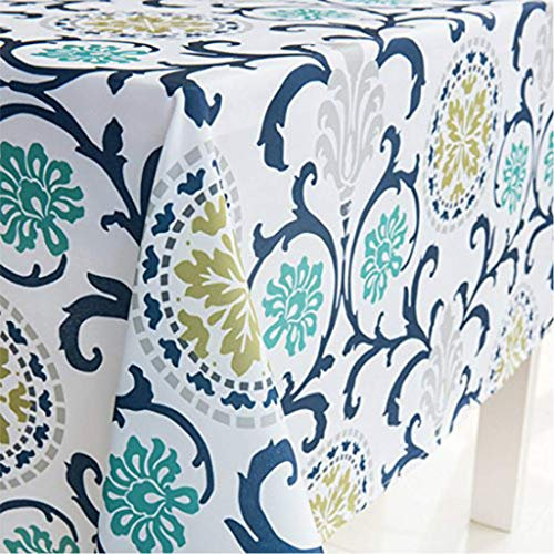 X-Labor Abwaschbar Tischdecke Eckig Wasserdicht Oxford Stoff Tischtuch Tischwäsche Pflegeleicht Garten Zimmer Tischdekoration Blau 140 * 180cm
