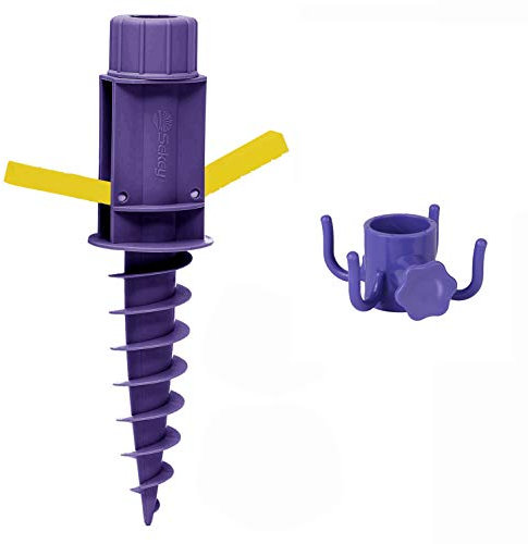 Sekey picchetto di Supporto per ombrellone Mare Spiaggia Vacanze Sole Giardino Punta Terra Sabbia trivella Gancio per ombrellone (Viola)