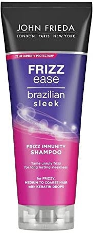 JOHN FRIEDA - Champú Brazilian Sleek 250 ml, Alisador y Antiencrespamiento, Resultado Liso y Brillante del Cabello Lacio, para Estilos Suaves y Elegantes