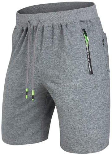 ZOXOZ Herrshorts Sommar Korta Byxor Elastisk Midja bälte Bomull med Dragkedja Fickor träningsshorts