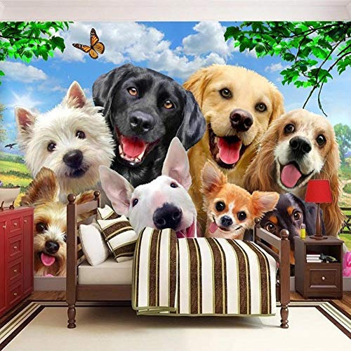 YXTSmurals Fototapete 3D Effekt Grün Pflanze Tier Hund Selbstklebende Wandtapete Wohnzimmer Kinderzimmer Wanddeko Tapete Art Poster Tv Hintergrund Wandbilder