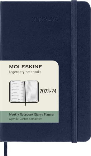 Moleskine Wochenplaner 2023-2024,18-Monate-Kalender, Akademischer Terminkalender, Hardcover-Wochenplaner, Taschenformat 9 x 14 cm, Farbe: Saphirblau
