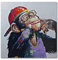 FAIRFOCUS Moderne Bilder Wohnzimmer Wand Dekorationen Wohnzimmer Dekorwandkunst für Wohnzimmer, Zuhause, Graffiti, süßer AFFE, Leinwand-Ölgemälde, Orang-Utan, Musik hören, Trimmbild