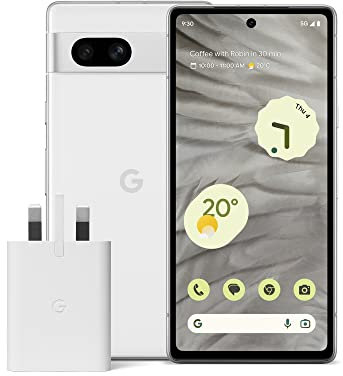 Google Pixel 7a and Pixel 30W Charger Bundle – Unlocked Android 5G Smartphone with Wide-Angle Lens and 24-Hour Battery - Snow (Amazon Exclusive)