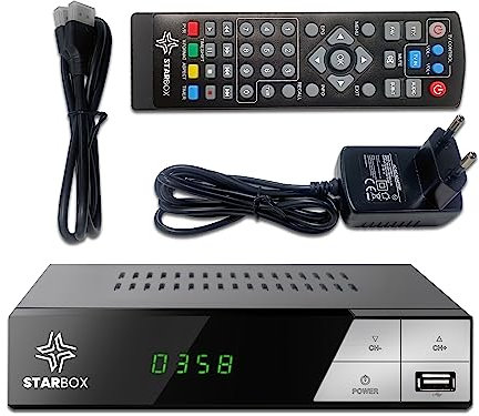 Décodeur TNT HD Star Box - DVB-T2 DVB-C Réception de qualité, chaînes gratuites H.265,Full HD 1080p Terrestre USB, HDMI, péritel, télécommande Universelle 2 en 1