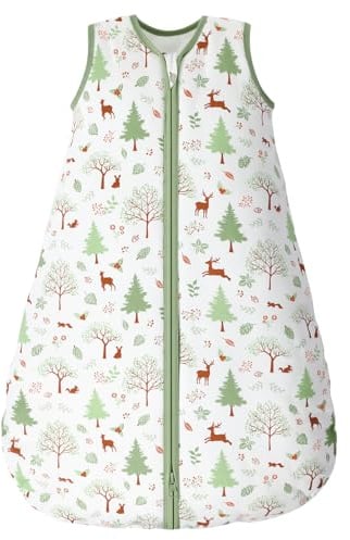 Looxii Baby Sleeping Bag 2.5 Tog 12-18 Months Winter Baby Sleep Sack 100% Cotton Soft Warm Wearable Blanket for Newborn Infant Toddler Forest Green