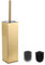 BVL Brushed Gold Toilet Brush, Square Silicon Toilet Brush and Holder, Free Standing Toilet Brush Including 2 Quick Drying Brush Heads
