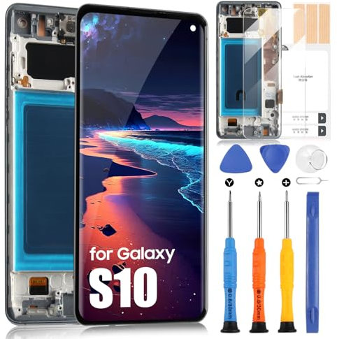 pour Samsung Galaxy S10 LCD Display, TFT pour Samsung S10 G973 SM-G973F 6.1 LCD Écran Tactile Digitazer Assembly Remplacement avec Réparation Kit (Noir avec Cadre, sans Reconnaissance D'empreintes)