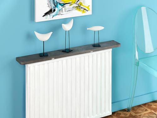 Merveille - Tablette Radiateur sans Percer - Étagère Réversible Mélaminée Chêne/Béton Indéformable - Épaisseur 19 mm - Résistance Humidité + Chaleur, 100°C - Fabrication Française - 70 x 12 cm