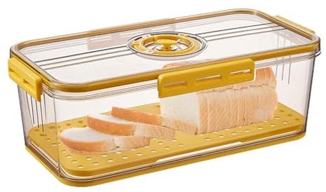 Jixcderm Bread Containers Storage, Bread Bin Bread Box With Airtight Lid, Airtight Bread Bins For Kitchen Counter, Vacuum Time Recording Bread Keeper Box With Lid, Reusable Time Recording