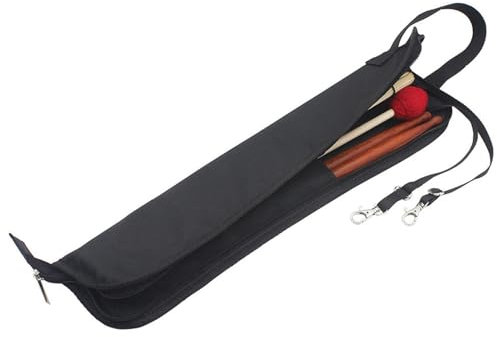 Yinhing Stick-Tasche für Drumsticks und Mallets, Drumstick-Schutztasche, Drumstick-Tasche, Drum-Zubehör, mit 2 Fächern, Aufbewahrung für Sticks, Mallets, Bürsten und Mehr (Black)