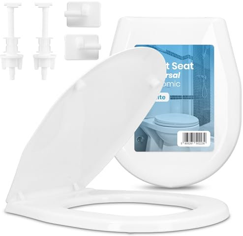 Tapa Asiento WC Universal Cubierta Blanca Ovalada Tapa Inodoro Asiento WC Montaje Fácil Limpieza Sencilla Diseño Ergonómico