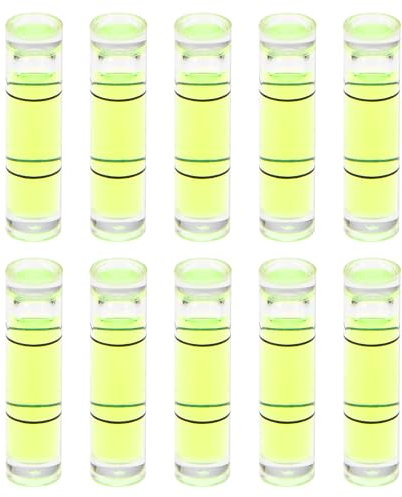 QUARKZMAN 10 Stück Kleine Zylindrische Libellen 6x24mm PMMA Mini Horizontale Libelle Wasserwaage Messlayout Werkzeuge für Wohnmobil TV Bilderrahmen Aufhänge-Werkzeug Nivellierer