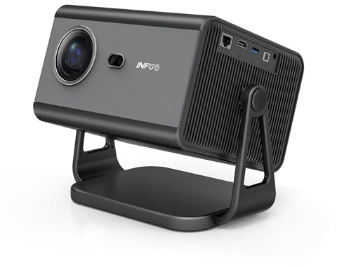 Smart Projector with Android TV 12, Netflix, WiFi, Bluetooth 5.3, Dolby Audio, Gimbal Support, 600 ANSI Lumens, Black