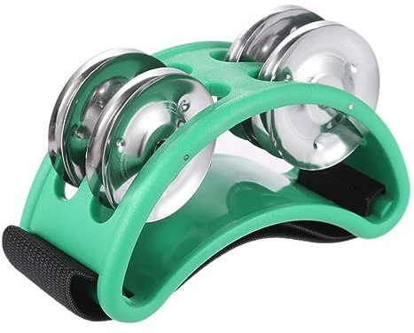 OFFIGAM Jingle Bells à percussion au pied Musical enfant cloches percussion instrument Grooves de tambourin Instrument de percussion pied tambourin grelots de pied Green