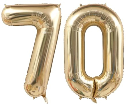 Luftballon 70 Geburtstag Deko Weißgold, Geburtstagsdeko Folienballon Zahlen für 70 Geburtstag Deko Frau & Mann Riesen Ballon Helium Geeignet Party Ballons Jubiläum