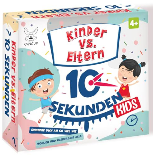 Kinder vs. Eltern 10 Sekunden Kids Kartenspiel ab 4 Jahren mit 48 Karten | Merkspiel für Kinder und Familie Lernspiel über Beobachtungsgabe und Konzentration Kinder vs. Eltern 10 Sekunden Kids DE Spr.