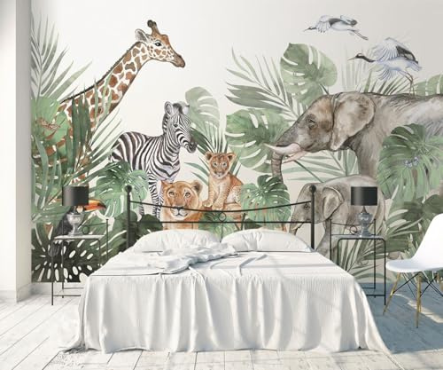 Mural Wallpaper Jungle Rainforest Animals 400x255cm Wallpaper 3D Wall Mural for Living Room and Bedroom -MIWEI Wallpaper-ZXY-27808