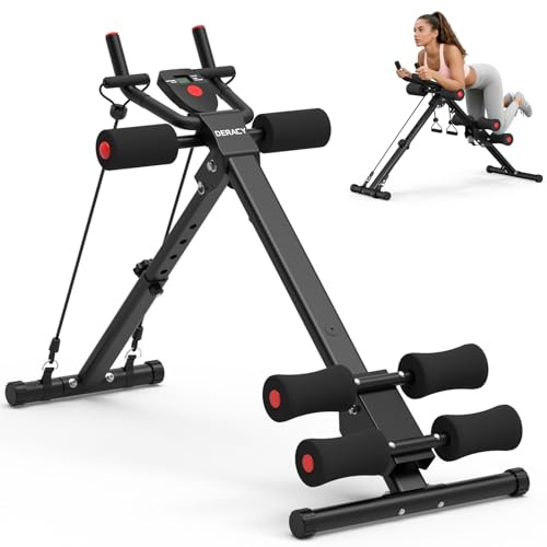 DERACY Ab Workout Machine Adjustable Ab Trainer Abdominal Trainer for Home Gym Foldable Ab Crunch Machine for Core 440 LBS (Black)