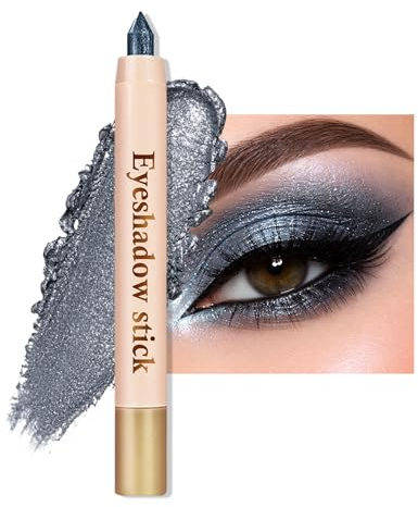 Jutqut Grau Glitzer Lidschatten Stift, Metallic Eyeshadow Stick,#08 | Shimmer, Cream Finish, Hervorhebung Pigmentierter, Glänzender, Langanhaltend, Knitterfrei