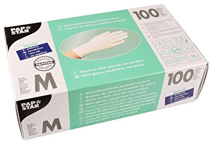 PAPSTAR Handschuhe, Nitril, Weiss, M (100er Pack)