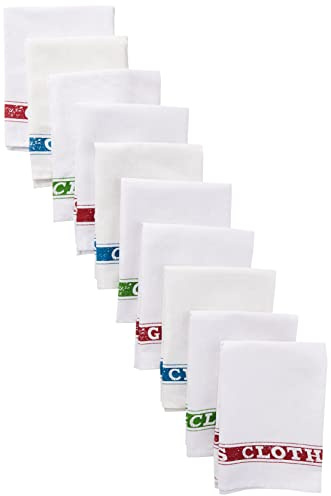 Ramon Hygiene 10 Printed Cotton Glass Cloth Tea Towels, Super Absorbent, Streak-Free Polish Glassware, 51x76cm