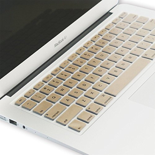 Se7enline Protection de clavier souple et ultra-fine en silicone TPU pour MacBook Pro 13,15, 17 avec écran Retina et MacBook Air 13, coloris champagne doré (US Version) Air Pro Retina 13 15 17inch doré