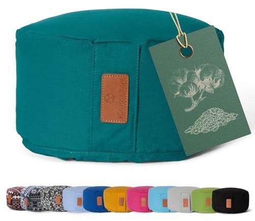 #DoYourYoga rundes Yogabolster - waschbarer Bezug, Bio-Dinkelspelz (KBA) Füllung, 30 x 15 cm, Yoga Kissen für Yin Yoga & Meditation - dunkelgrün