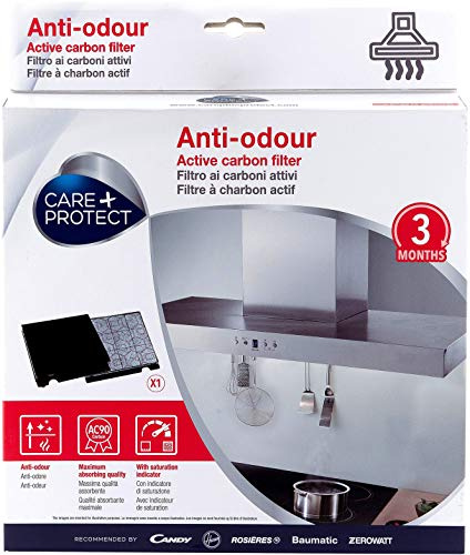 CARE + PROTECT Filtro Cappa Anti-odore ai Carboni Attivi – Confezione da 1 | Compatibile con cappe standard, durata fino a 3 mesi, ritagliabile 225x210x30mm, Type m15, alta capacità 530 g