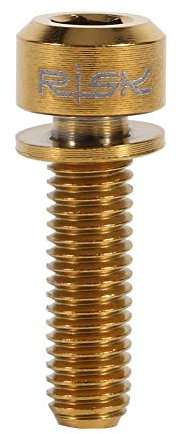 Fahrrad-Schrauben mit Unterlegscheiben, 6 Stück Mountainbike-Schrauben für Rennrad, M5 x 18 mm, aus Titanlegierung TC4 (Gold)