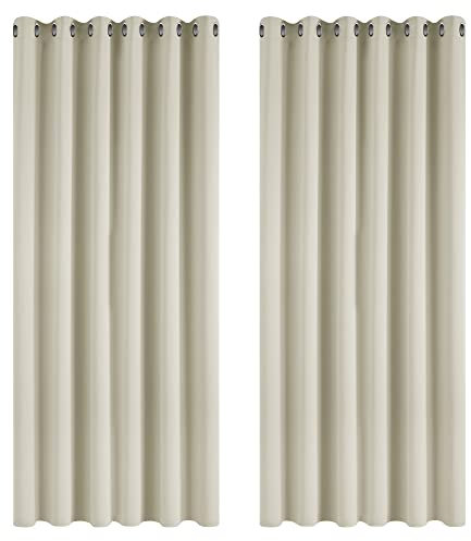 Deconovo Verdunkelungsvorhang Scheibengardine mit Kälteschutz Halbvorhänge Esszimmer, 274x229 cm(HöhexBreite), Hellbeige, 2er Set