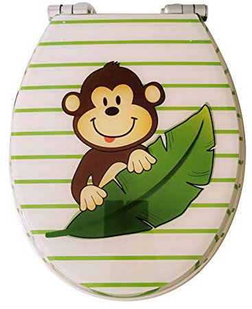 JLCP Verdicken Sie Harz-WC Sitz, Lustiger AFFE Toilettensitz O/U/V-Typ Universeller Toilettendeckel Für Geschlossener Stil Toilette,Absenkautomatik,Schnelle Veröffentlichung